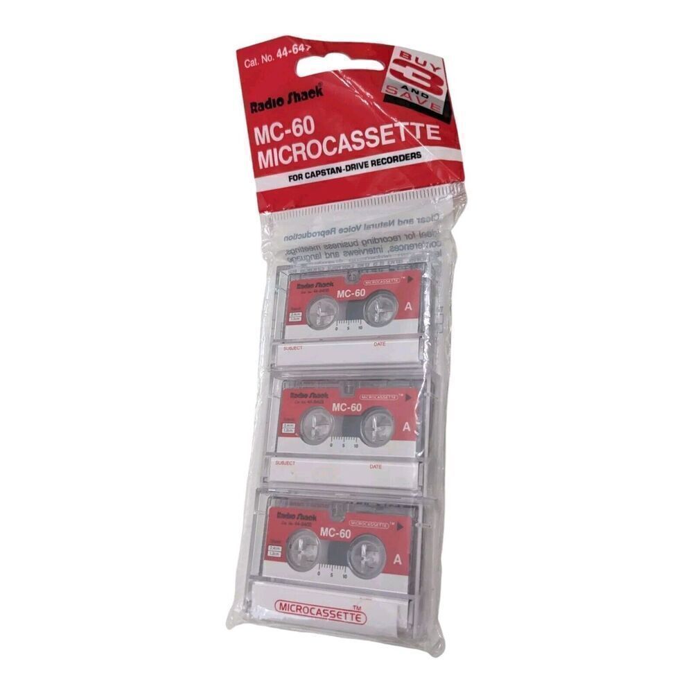 Radio Shack Microcassette Tapes MC-60 Pack of 3 Unopened Unused